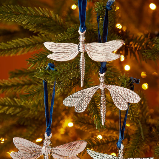 Silver Metal Dragonfly Decoration - HDEC648