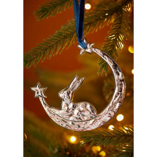 Silver Metal Hare Moon Decoration - HDEC652