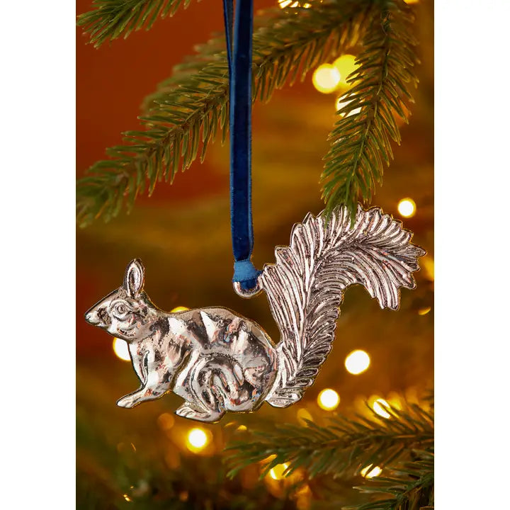 Silver Metal Squirrel Decoration - HDEC655