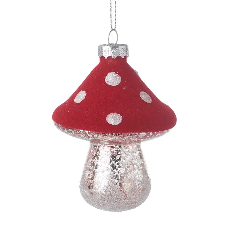 Silver and Red Mushroom Decoration - QZZ232