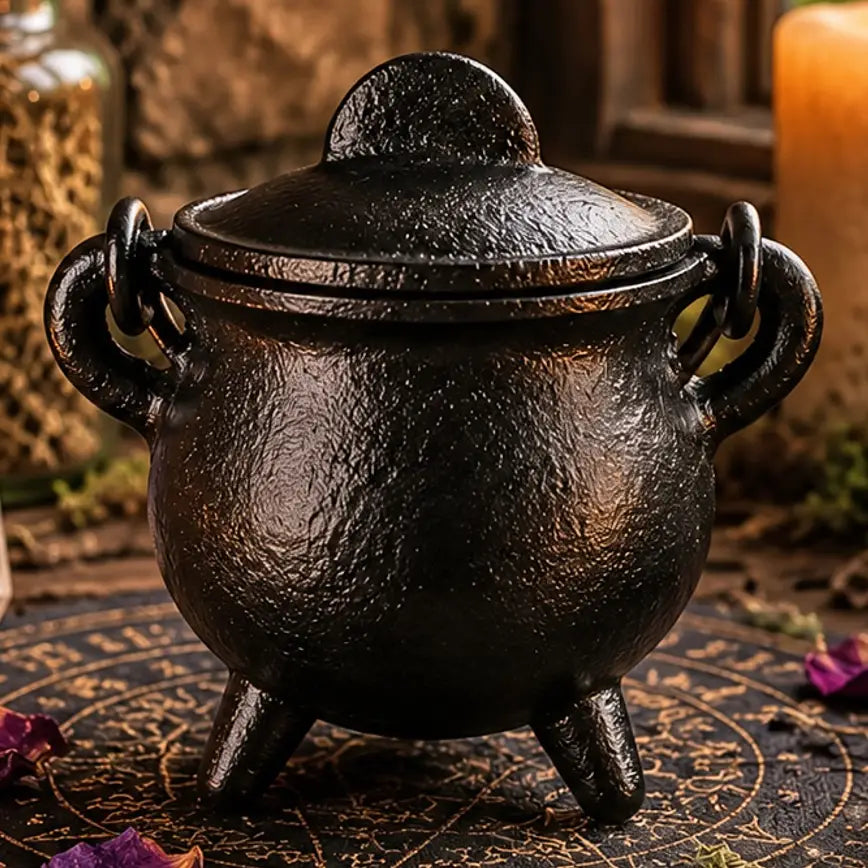 Small Black Cast Iron Cauldron