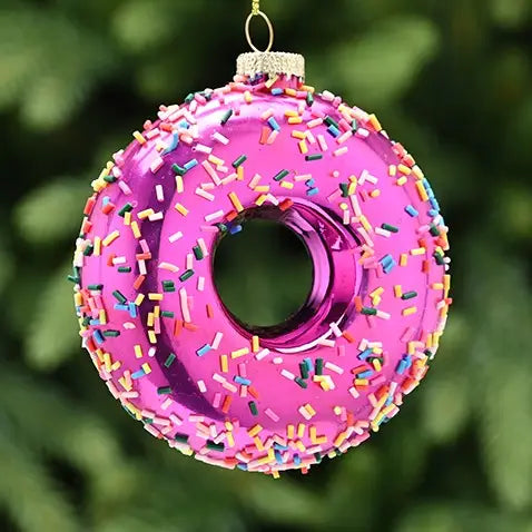 Sprinkle Donut Glass Hanging Decoration