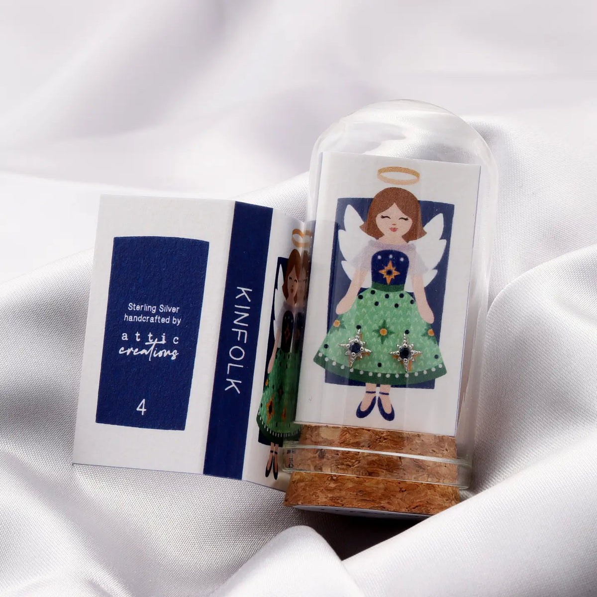 TT72004 -  Kinfolk Angel with North Star Blue Crystal Earrings