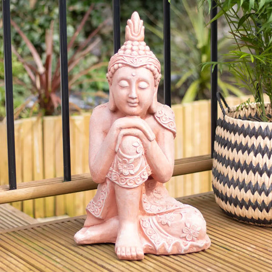 Terracotta Effect 56cm Sitting Garden Buddha Ornament