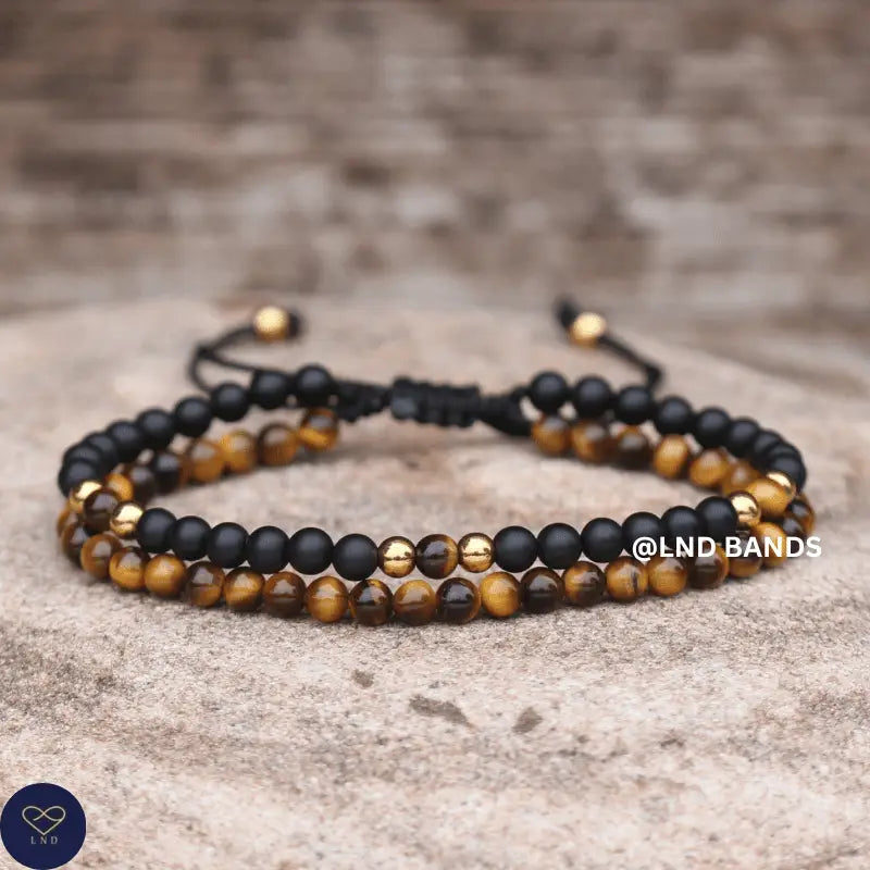 Tibetan Natural Stone - Tiger Eye Onyx Double Bracelet - 0450