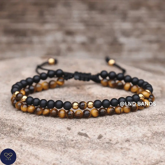 Tibetan Natural Stone - Tiger Eye Onyx Double Bracelet - 0450