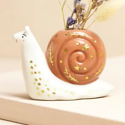 Tiny Snail Ceramic Bud Vase