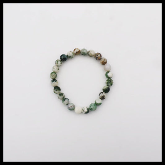 Tree Agate Bead Bracelet (8mm) - PBB39