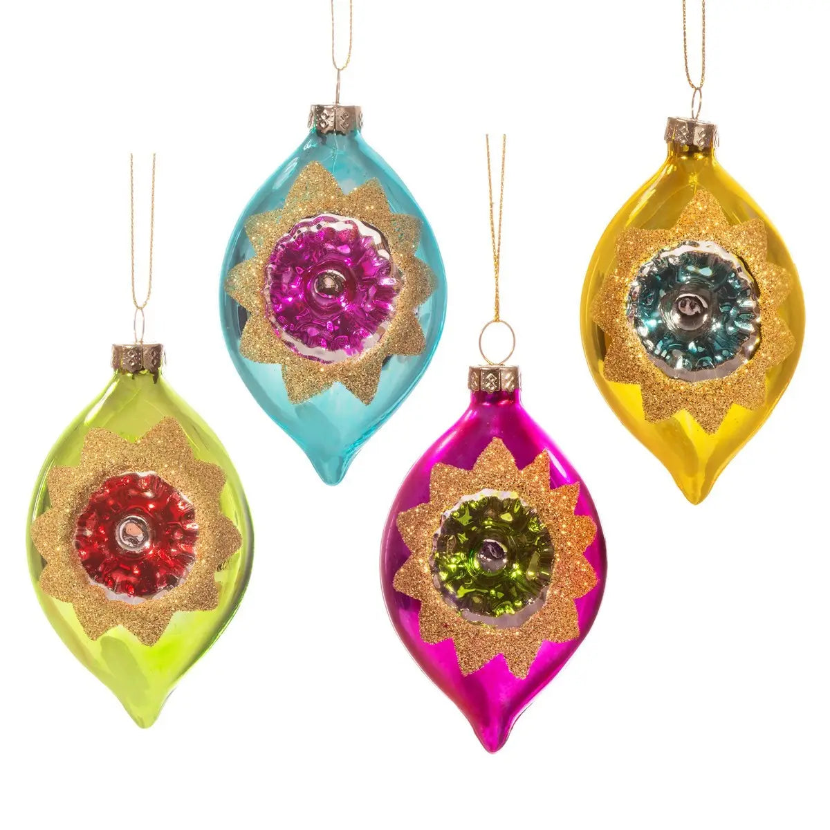 Vintage Indented Baubles Set of 4 - RUBYXM157
