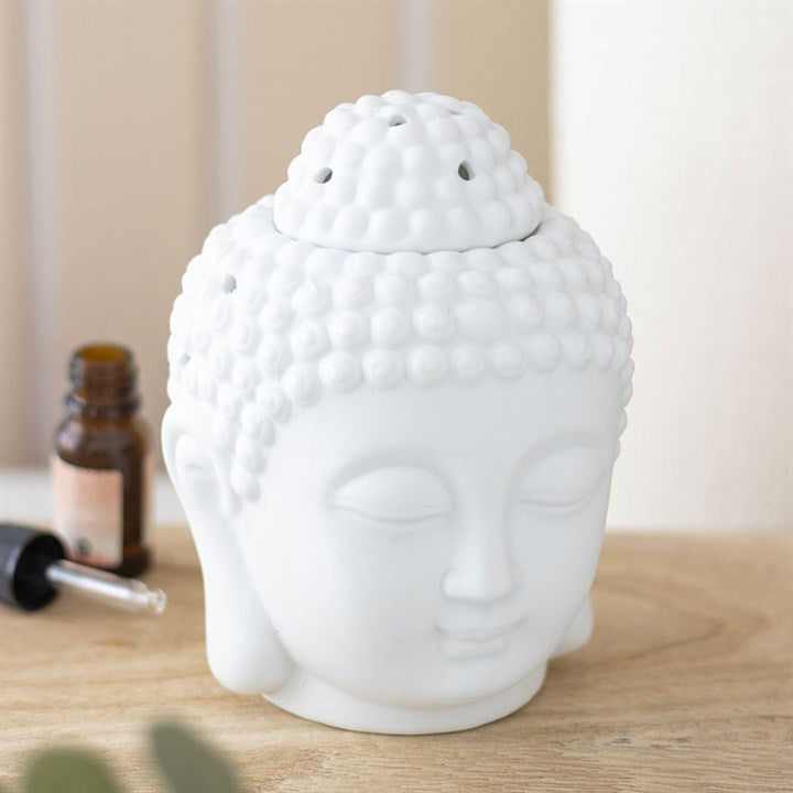 WHITE BUDDHA HEAD OIL BURNER