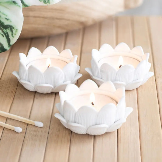 White Lotus Flower Tealight Holders - Sold Individually