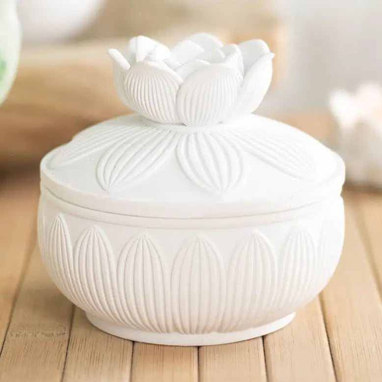 White Lotus Flower Trinket Box