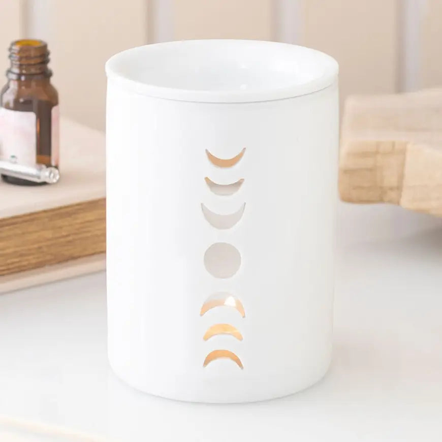White Moon Phase Cut Out Oil Burner and Wax Warmer