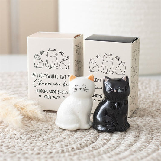White & Black Lucky Cat Charms