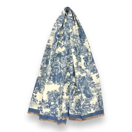 Winter Forest Print On Plain Canvas - W FOREST BORDER STEEL BLUE