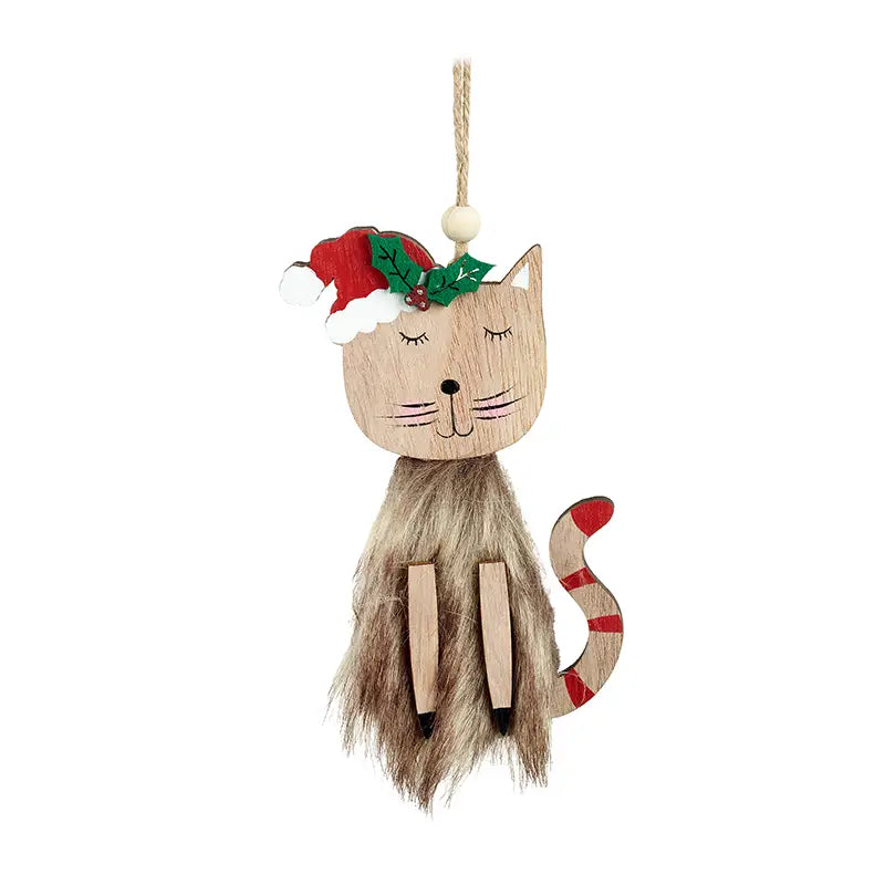 Wooden Christmas Cat - PEA229