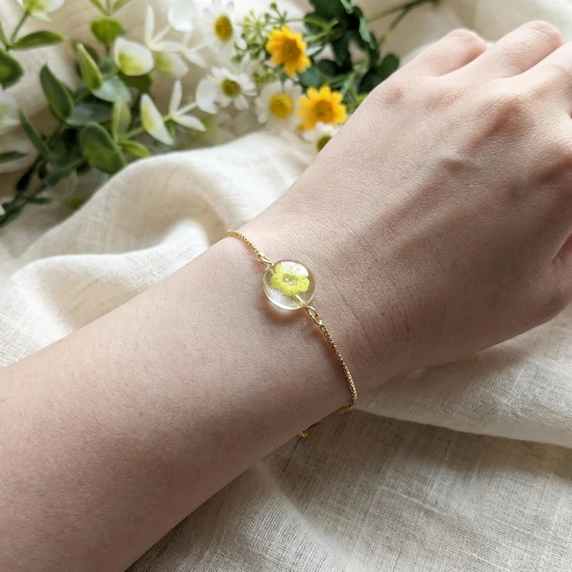Yellow Spiraea Gold Plated Adjustable Bracelet  - Work By Nature - F-SY-12D-B-18