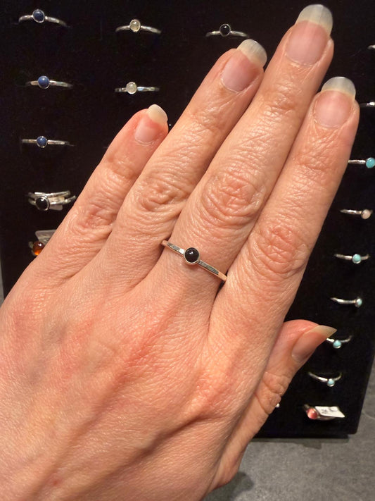 Handmade Sterling Silver Stone Ring - Old Farm House Jewellery - Black Onyx