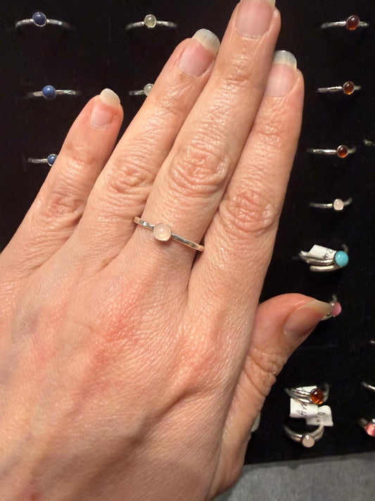 Handmade Sterling Silver Stone Ring - Old Farm House Jewellery - Rose Quartz