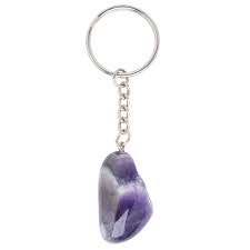 Amethyst Tumble Stone Keyring - Stone of Healing and Beauty - KR14 - The Hare and the Moon