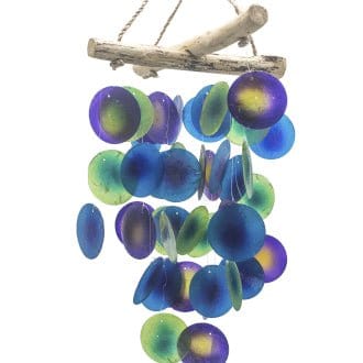 Ancient Wisdom Windchimes Green & Purple Driftwood Cross Chime