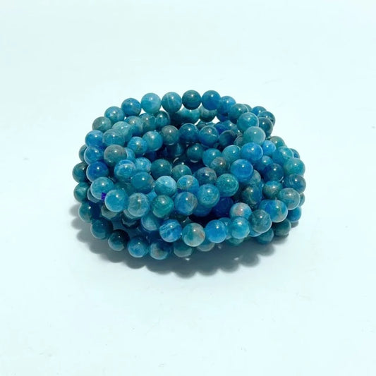 Blue Apatite Power Bead Bracelet - Stone For Flexibility and Understanding - CS7403