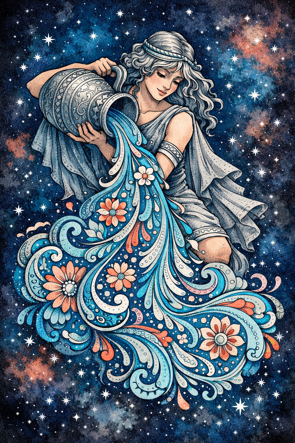 Zodiac Constellation Greeting Card - The Hare and the Moon