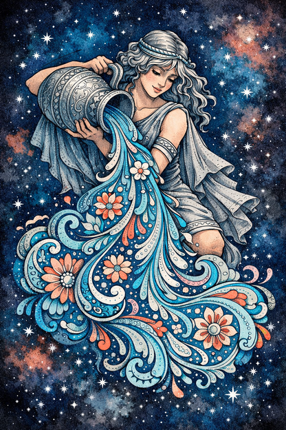 Zodiac Constellation Greeting Card - The Hare and the Moon