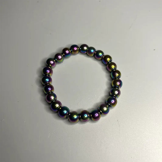 Aura Hematite Power Bead Bracelet - Stone of Grounding and Balance - PB17