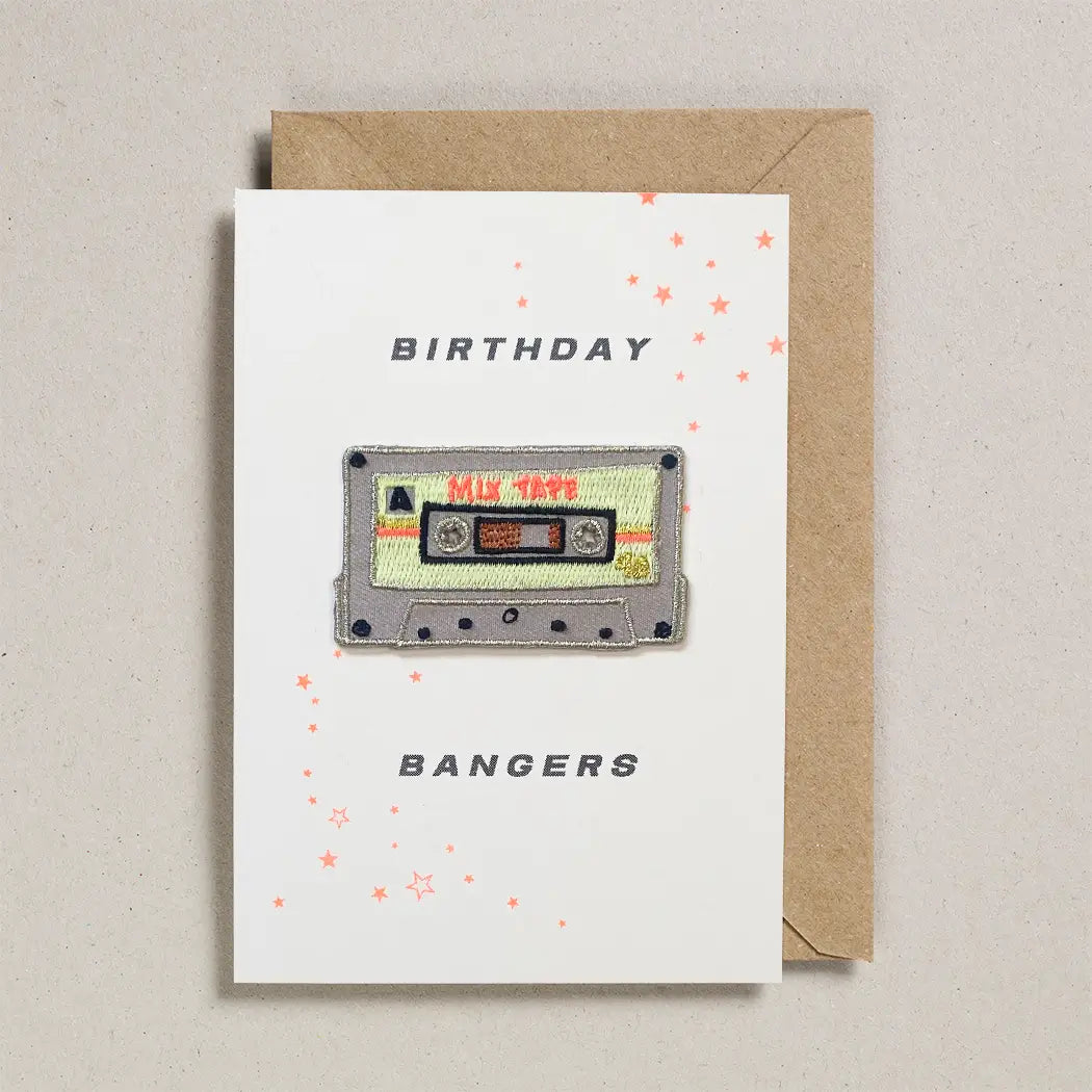 'birthday Bangers' Mix Tape Iron On Patch Birthday Card - GC-PAT-0107