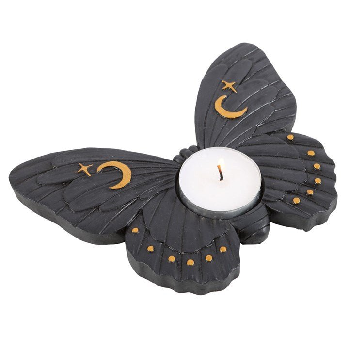 BLACK MOTH TEALIGHT CANDLE HOLDER - The Hare and the Moon