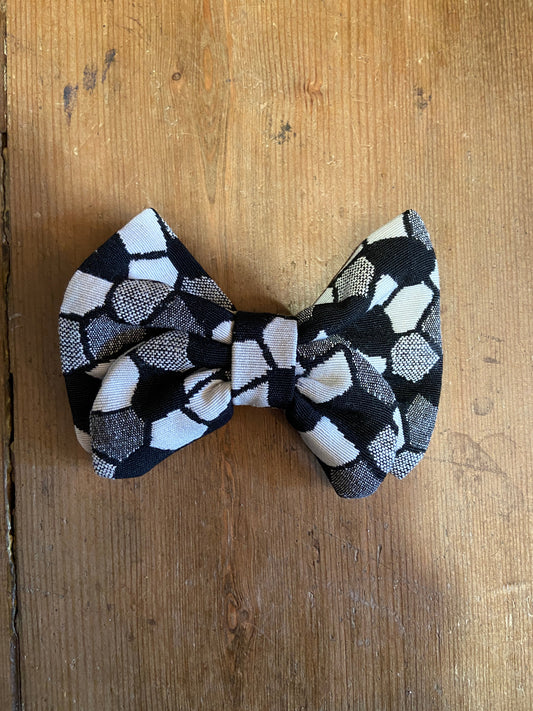 Black & White Print Cotton Hair Bow Clip - The Hare and the Moon