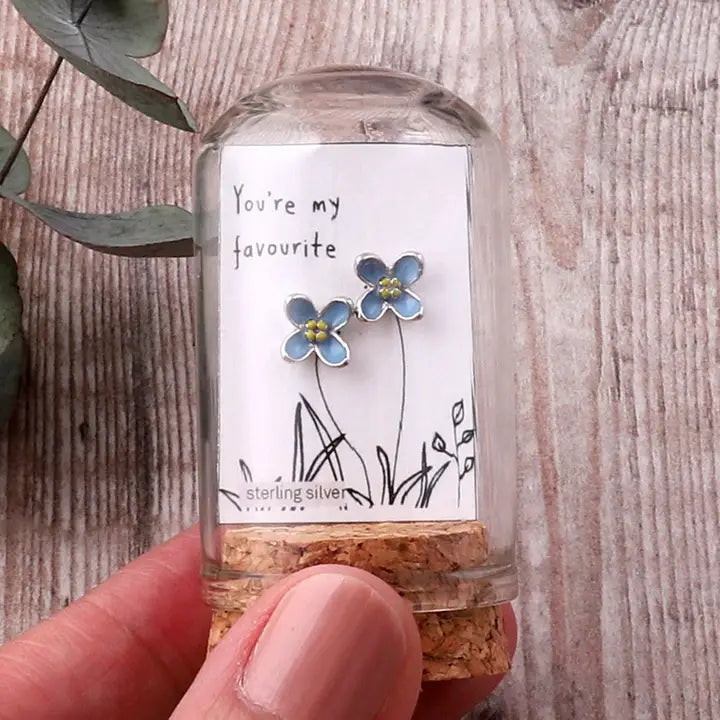 TT51078 - 'You're My Favourite ' Enamel Blue Flower Silver