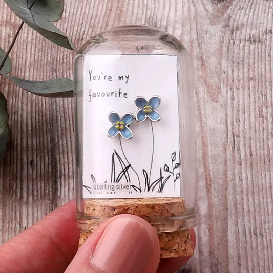 TT51078 - 'You're My Favourite ' Enamel Blue Flower Silver