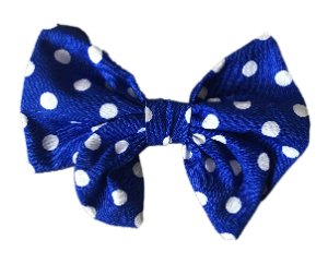 Blue and White Polka Dot Cotton Hair Bow Clip - The Hare and the Moon