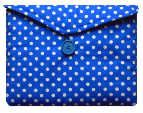 Blue and White Polka Dot Print Tablet Bag - The Hare and the Moon