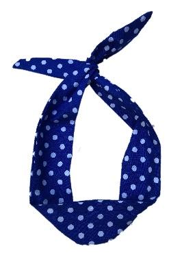 Blue and White Polka Dot Print Wire Headband - The Hare and the Moon