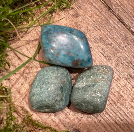 Blue Apatite Tumble Stone - Stone For Flexibility and Understanding - TS338 - The Hare and the Moon