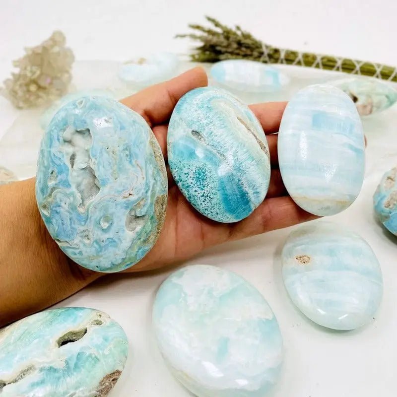 Blue Aragonite Palm Stones - BAR2 - The Hare and the Moon