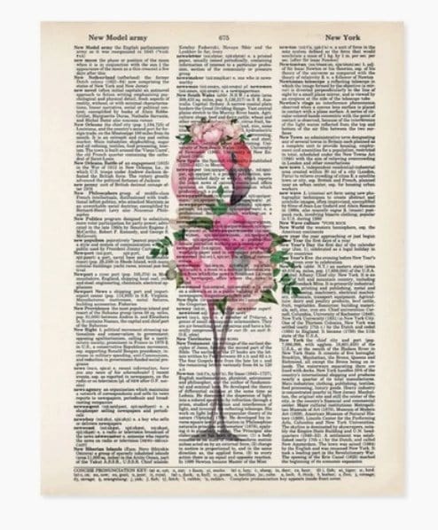 Blue Poppy Gallery Prints Flamingo with Watercolor Floral Body and Floral Crown Print - BP88