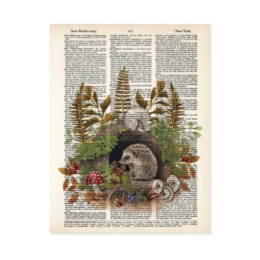 Blue Poppy Gallery Prints Hedgehog Art, Mushroom Art, Cottagecore, Whimsical, Woodland Print - BP189