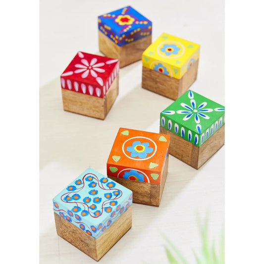 Ancient Wisdom Boxes, Tins & Dishes Hand Painted Indian Truck Art Trinket Box - BX9