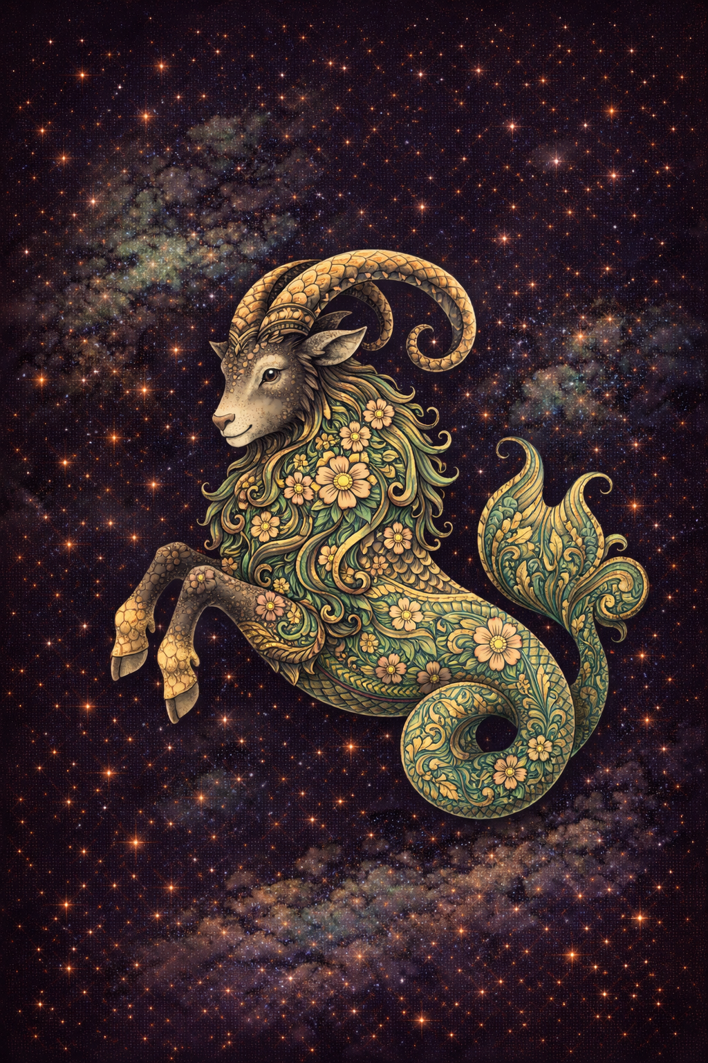Zodiac Constellation Greeting Card - The Hare and the Moon