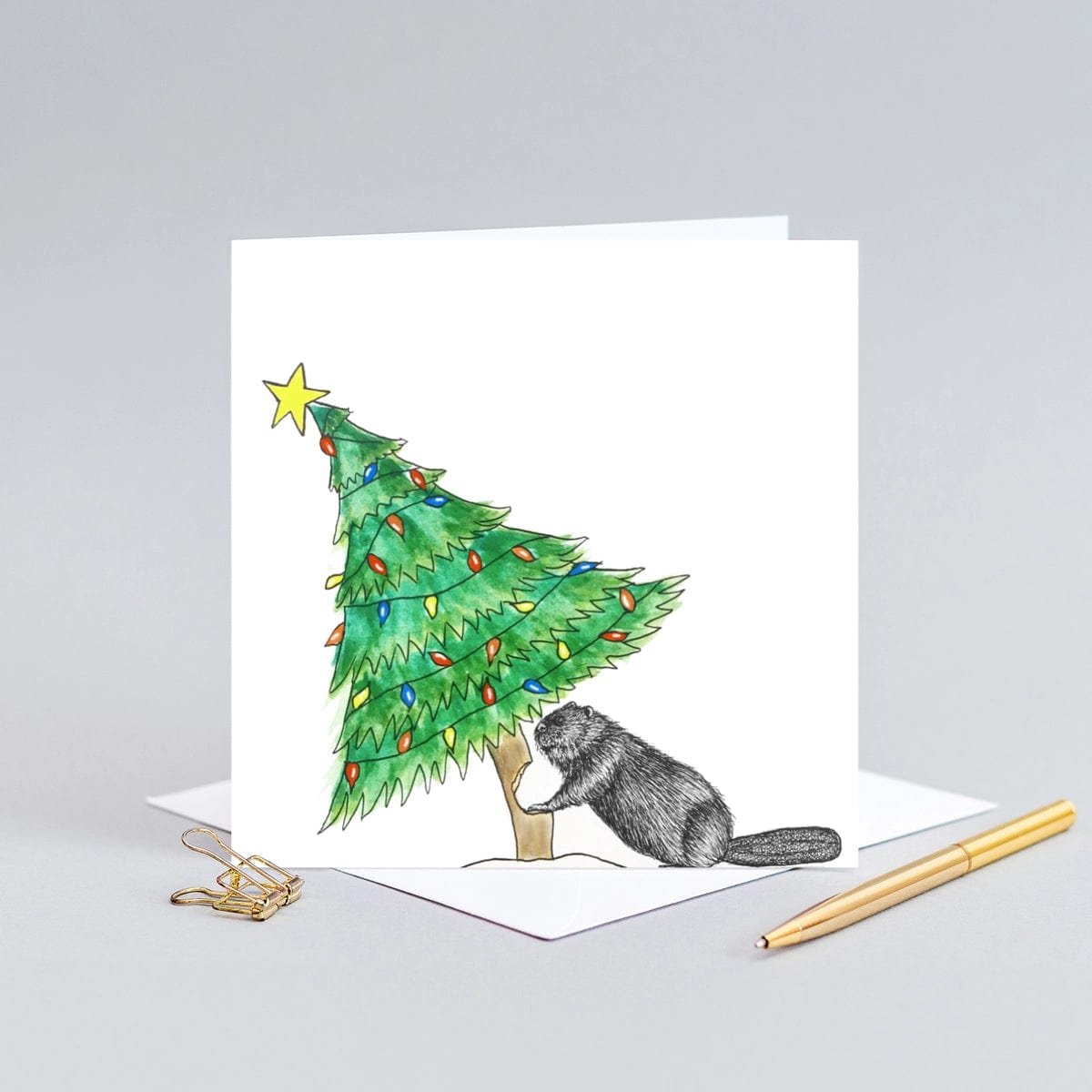 Wild Lines Cards Animal Christmas Card - Beaver - WL901