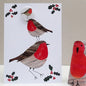 The Black Rabbit Cards Christmas Robin- Greeting Card with Badge - C64