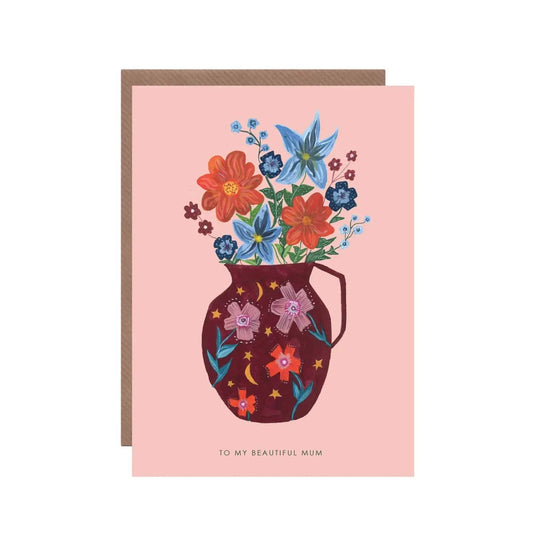 Hutch Cassidy Cards 'Flowers in Vase' Mum Greeting Card - HCWB258B