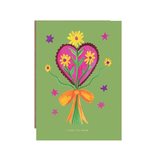 Hutch Cassidy Cards 'Heart Flowers' Mum Greeting Card - HCWB453