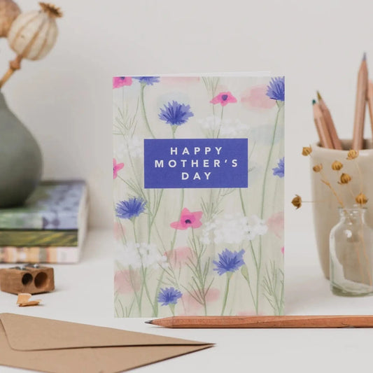 Joy Jen Cards Pink & Blue Flowers Mother's Day Greetings Card - JJ3