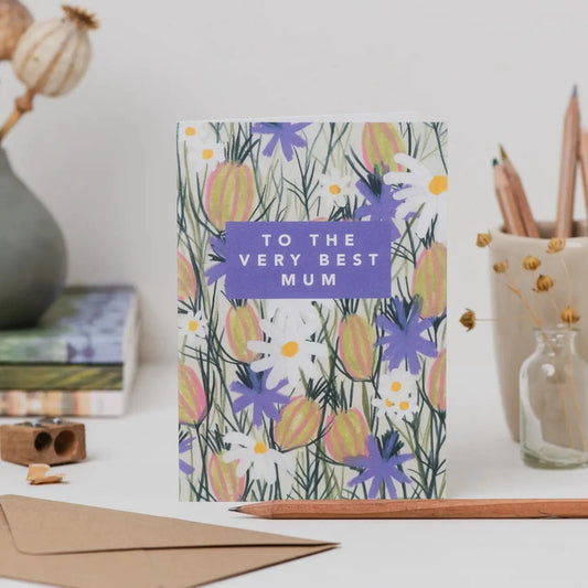Joy Jen Cards Purple Flowers To the Very Best Mum Mother's Day Greetings Card - JJ4