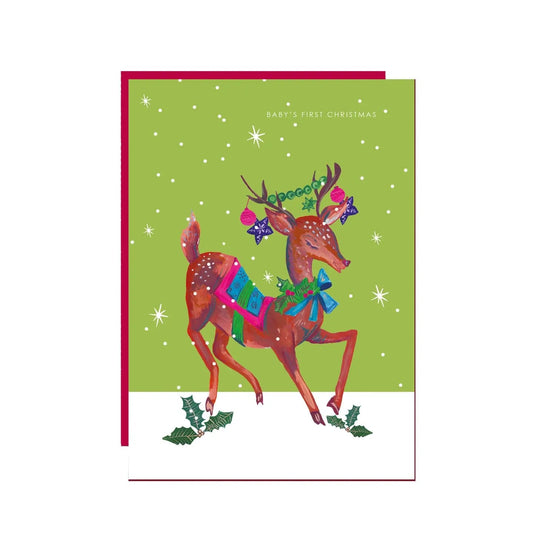 Hutch Cassidy Cards 'reindeer First Christmas' Christmas Greeting Card - HCWB428B